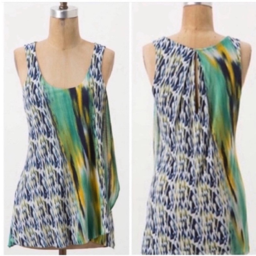 Anthropologie Deletta Side Splash tank blue green